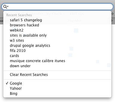 Yahoo and Bing added to Safari 5