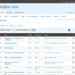 Wordpress 2.5 screenshot of the Manage tab